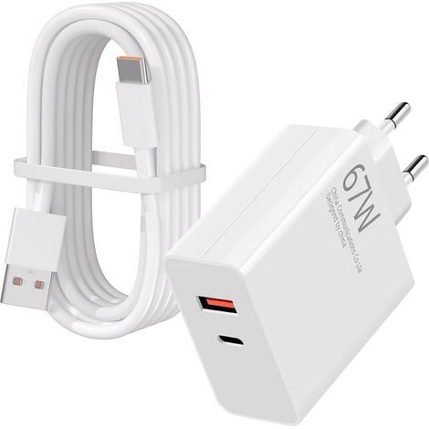 67W Chargeur Rapide pour Xiaomi 14/15 Ultra14T/14/13T/13 Lite, Redmi Note 15/14/13/A3/12/11/10 Pro 5G, Poco F7/X7/X6/M6/X5 Pro/F4/X4 5G/X4 GT/X5/F3, Chargeur Turbo Avec6A Câble USB C 1M (1/5)