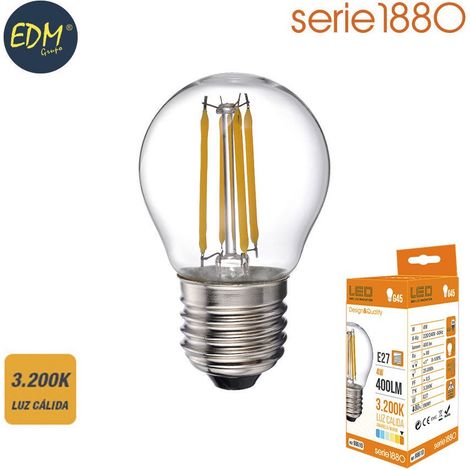 Lampadina LED EDM Filamento Sferica E27 4W 500lm 3200K Luce Calda Ø4.5x7.8cm