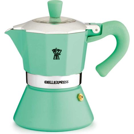 Cafetière italienne - PEZZETTI - BELLEXPRESS - Aluminium - 6 tasses - Tous feux dont induction - Turquoise (1/3)