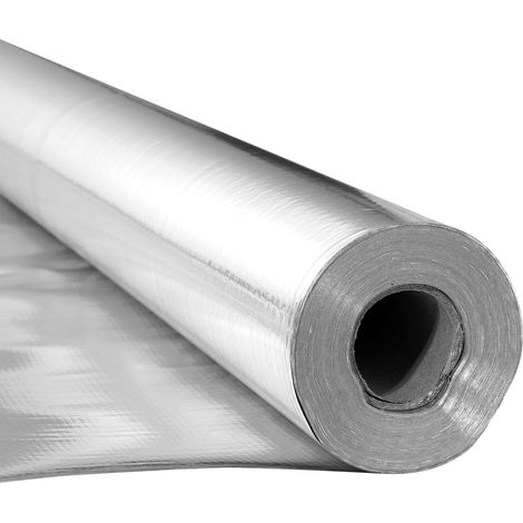 VEVOR Rotolo Isolante Riflettente Doppio, Barriera Radiante in Tessuto Non Perforato, Spessore 0,15 mm, 38,1 mx 1,22 m, Scudo Riflettente del Calore in Alluminio Bifacciale, per Tetti di Finestre (1/5)