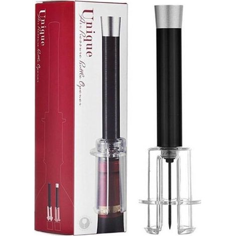 Corkscrew to pressure air, bottle opener for wine, accessory of sommelier, tool elegant (black) (1/4)