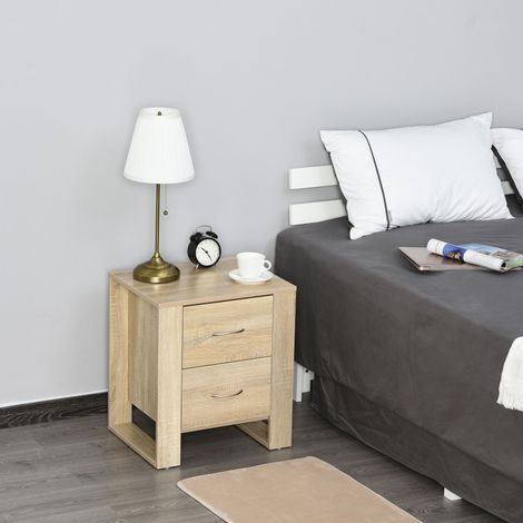 HOMCOM Comodino, con cassetti e stile moderno, tavolino per camera da letto e soggiorno, 48x39x54 cm, naturale