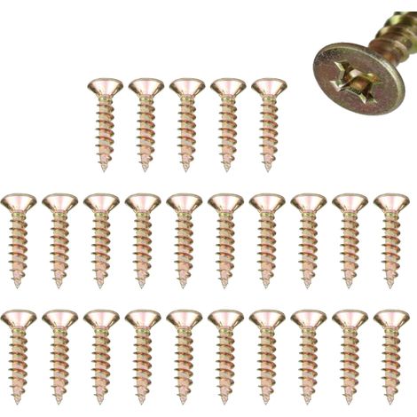 100x vis fraisée filet complet acier bichromaté cruciforme uniquadrex bois aggloméré meuble, M3,5 x 20 mm (1/2)