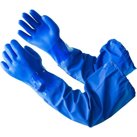 Gants résistants aux produits chimiques enduits de PVC, gants de travail de sécurité robustes réutilisables, longueur de coude de 26 po, L (1/5)