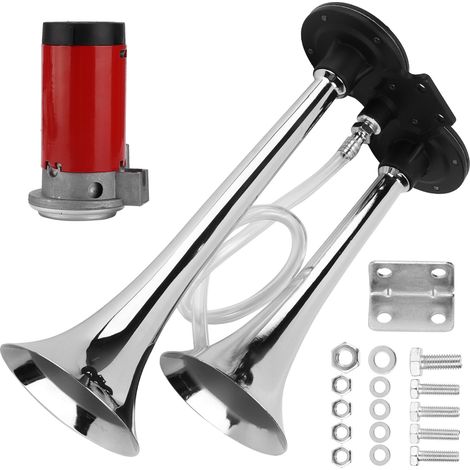 Double trompette de voiture 12V 150dB chromée noire avec compresseur de remplacement pour SUV moto bateau hors route