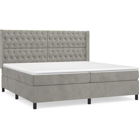 Maison Exclusive - Giroletto a Molle con Materasso Grigio Chiaro 200x200cm Velluto (1/5)