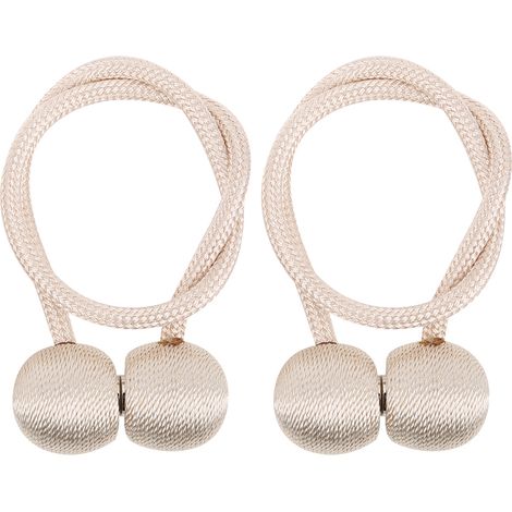 2 Pièces Fixe-rideaux Magnétique Puissant, Crochet de Rideau en Beige, Serre-Rideau Décoratif Fenêtre, Accessoire de Maintien