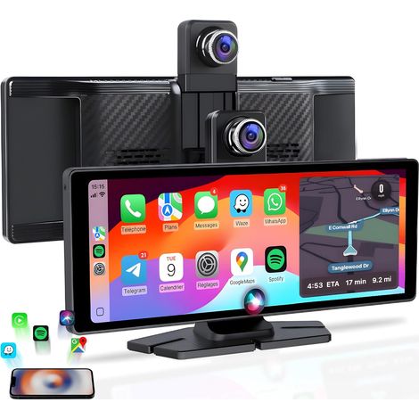10,26 Zoll kabelloser CarPlay-Autobildschirm CarByNevo D3 Pro – Apple Car Play & Android Auto Bluetooth-Autoradio – 4K-GPS-Auto-Dashcam mit Rückfahrkamera – Touchscreen-CarPlay-Autoradio (1/5)
