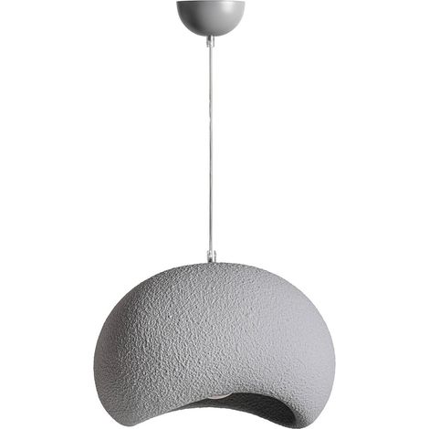 Suspension contemporaine en résine effet ciment finition acier argenté - Gris ciment avec finition argentée (1/5)