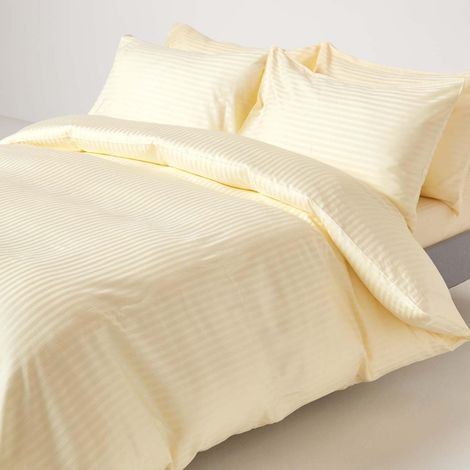 HOMESCAPES Pastel Yellow Egyptian Cotton Duvet Cover Set 330 Thread Count, Super King - Pastel Yellow