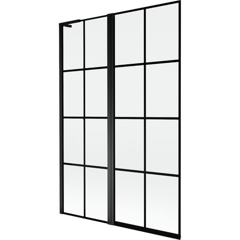 Mexen Mist L pare-douche 2 volets gauche 120 x 150 cm, grille noire, noir - 8A9L-120-011-70-77-L (1/5)