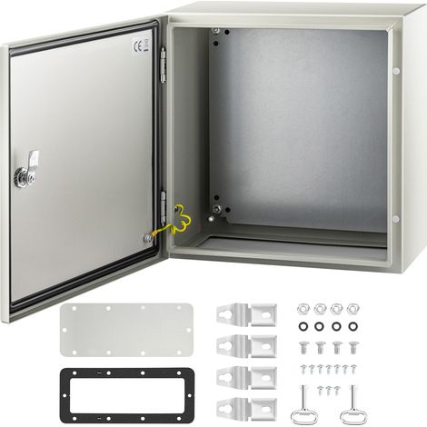 Mophorn NEMA 4X Stahlgehäuse, 16 x 16 x 8 Zoll, IP66 wasserdicht, Elektrokasten für den Außen-/Innenbereich, Stahlmaterial, Schwarz, 120 V, hohe Leistung, Montageplatte enthalten