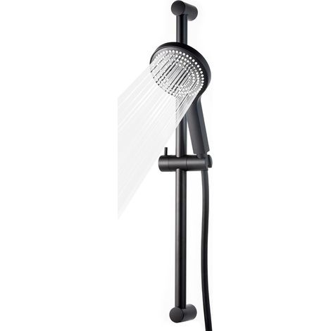 Barre de Douche 70 cm, Colonne de Douche avec Pommeau de Douche, Kit Douche avec Douchette à Main avec 6 Types de Jets et Tuyau de 1.6 m, Noir (1/5)