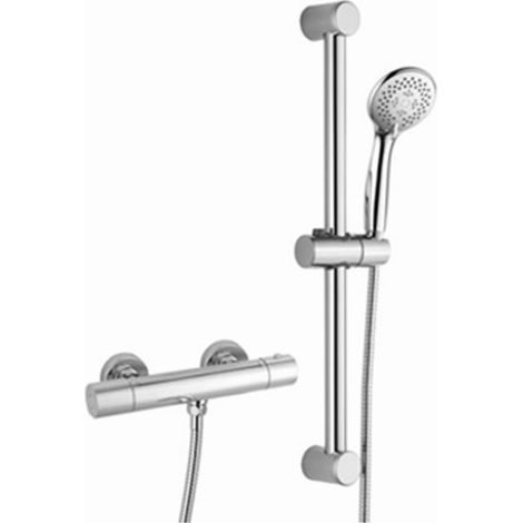 RAK Cool Touch Round Thermostatic Bar Shower Valve with Slider Rail Kit 580mm Height - Chrome (1/2)