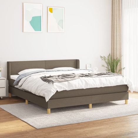 Lit adulte Durable,Lit à sommier Tapissier + Matelas Taupe 160x200 cm Tissu -88184 (1/5)
