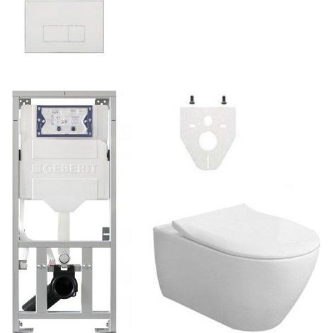 Villeroy & Boch Subway 2.0 DirectFlush toiletset céramique Plus slimseat avec réservoir Geberit et plaque de commande avec boutons rectangulaires (1/5)