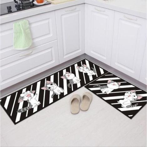 Tapis Cuisine - 40x60 cm et 40x120 cm - Antidérapant - Pour Evier Cuisine Salon Salle De Bain - 2 Pièces (1/3)