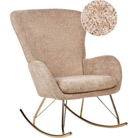 Sedia a dondolo tradizionale retrò Beige e gambe in oro Anaset
