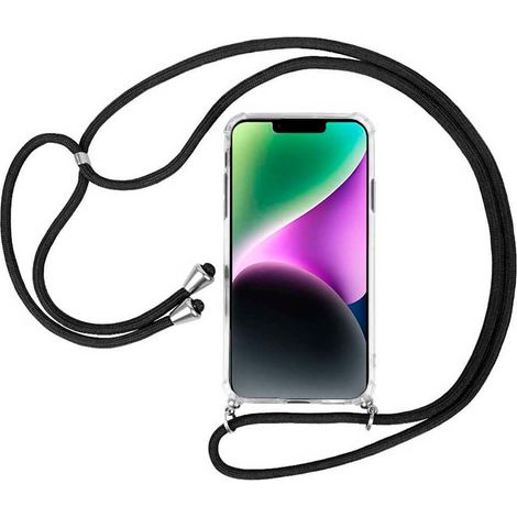 AKASHI FUNDA TRASERA DE SILICONA CON CUERDA EN COLOR TRANSPARENTE / APPLE IPHONE 14