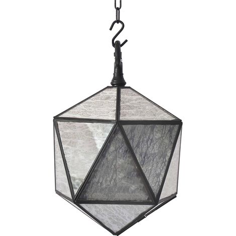 suspension élégante en verre décoré et métal noir pour salon - verre décoré et métal noir (1/3)