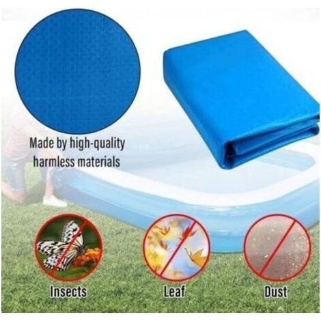 Bâche de protection pour piscine hors sol rectangulaire – Couverture bulle isolante anti-UV, étanche à la pluie et à la saleté – Dimensions 400 x 210 cm – Bleu (1/3)