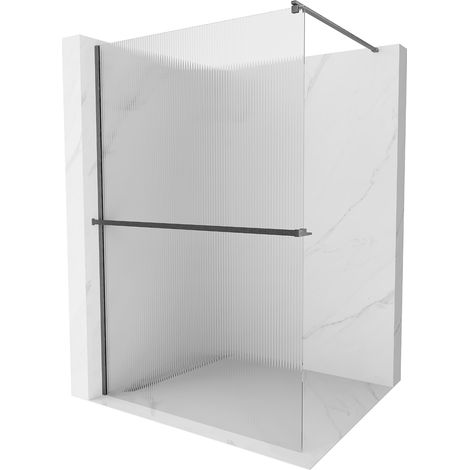 Mexen Kioto+ paroi de douche avec étagère Walk-in 70 x 200 cm, finition brossée gris fusil - 800-070-121-66-09 (1/5)