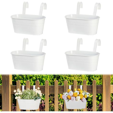 4 Pièces Pots de Fleurs à Suspendre en Métal Grandes Pot Suspendu Jardiniere 27 cm Trou Drainage Clôture Décoration Clôture Murale (1/4)