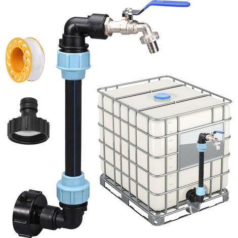 Col de cygne IBC avec raccord S60x6 – Robinet 3/4' pour réservoir de récupération d'eau de pluie 1000L, Réservoirs IBC (1/4)