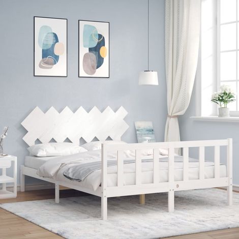 Bed Frame without Mattress White 140x200 cm Solid Wood Pine vidaXL (1/5)