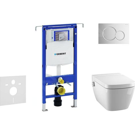 Geberit Duofix - Bâti-support pour WC suspendu avec plaque de déclenchement Sigma01, chrome poli + Tece One - toilette (1/5)