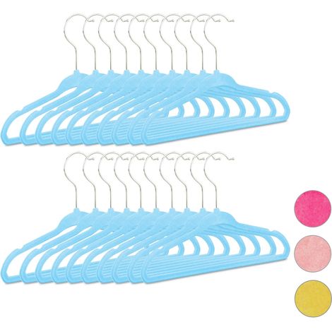 Cintres enfants en plastique 20 antidérapant vêtements bébé enfant velours HxlxP: 18 x 28 x 0,5 cm, turquoise (1/5)