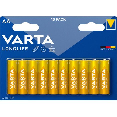 Pile VARTA Longlife Mignon AA 10 pièces