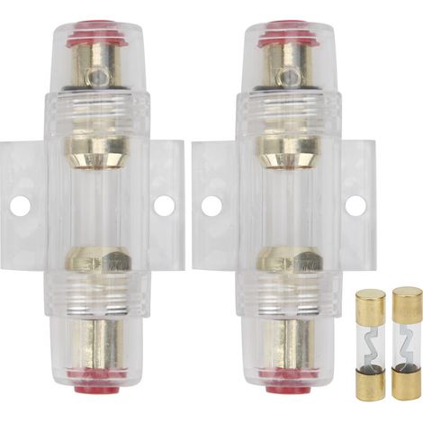 Jeffergarden Lot de 2 porte-fusibles audio de voiture AGU avec fusibles 60 A 80 A pour fil de calibre 4 6 8 12-24 V