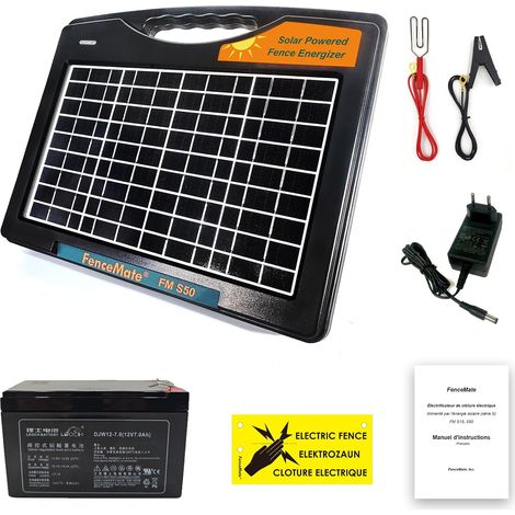 Solar Electric Fence Electrifier, with an output of 0.5 J up to 10 KM, portable device for raising poultry or pets (1/5)