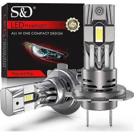 Ampoule LED H7 50 000 lumens 140 W Mini sans fil CSP pour phare de voiture avec ventilateur, diode LED H7 Turbo 12 V 6 500 K (1/5)