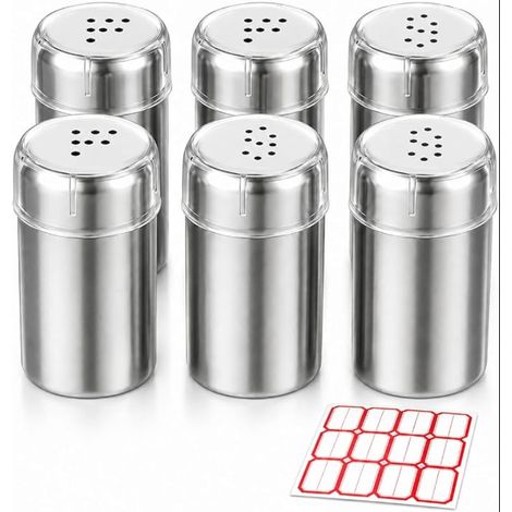 salières et poivrières de 5 ml avec couvercle, en acier inoxydable, 3 couvercles perforés P 3 S étiquettes, petit salière pour camping, boîte à déjeuner, barbecue, voyage (1/5)