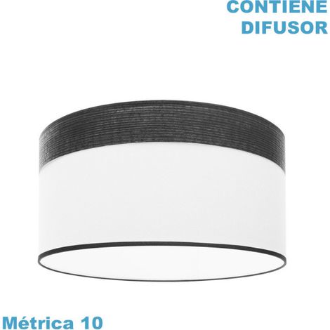 Cloe m10 Hängelampenschirm weiß/holz-schwarz 50dx50dx22h inklusive Diffusor