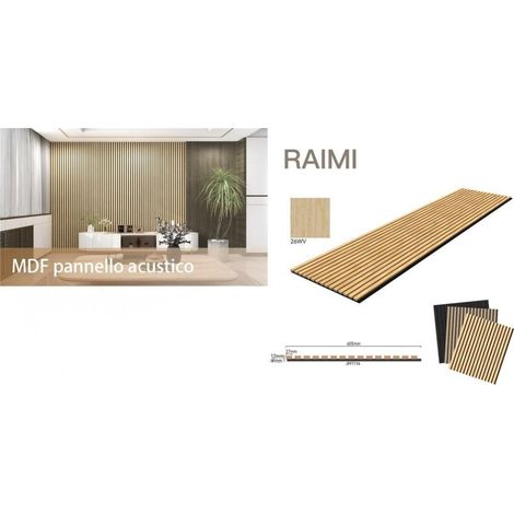 TrAdE Shop Traesio - Pannello Acustico Mdf Effetto Rovere 21x600x2400 Mm Fonoassorbente A Doghe - (1/4)