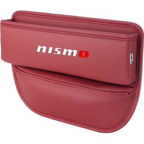 Boîte de rangement (rouge) pour l'espace entre les sièges de voiture Nissan Nismo Almera Tiida Sunny QASHQAI Skyline Juke X-TRAI Accessoires intérieurs en cuir (1/5)