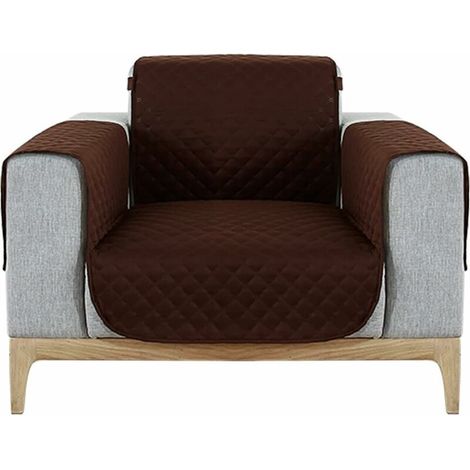 Housse de canapé 1 place avec particules de silicone antidérapantes et sangle élastique réglable, housse de canapé imperméable matelassée pour animaux de compagnie, enfants, chiens, chats (chai (1/5)