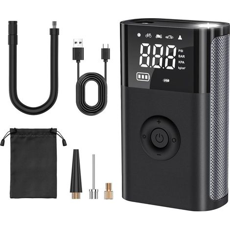Compresor de aire portátil, inflador de neumáticos para coche de 150 PSI, compresor de aire con manómetro, mini compresor adecuado para coches, motocicletas, bicicletas, flotadores, etc. (1/5)