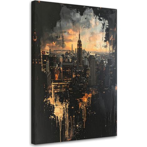 Quadro su tela, Skyline di New York città retrò vintage, 20x30 (1/5)