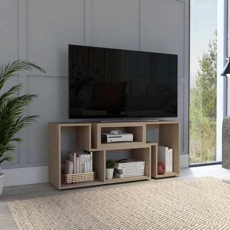 Mobile TV Estensibile Beijing in Legno Miele, con Comò da 54,5 cm L e Estensione da 120 a 160 cm L, Profondità di 35,3 cm (1/5)