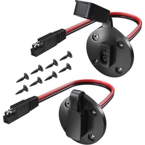 ALLIANDISLot de 2 prises de courant SAE avec connecteur rapide pour panneau solaire, port latéral SAE résistant aux intempéries, câble solaire SAE 12 AWG à 2 broches avec 8 vis (1/5)
