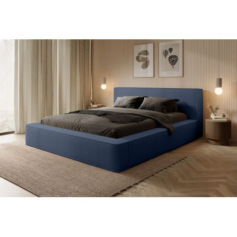 Polsterbett Doppelbett OMAHA 180x200cm in Stoff Euphoria Blau (1/5)