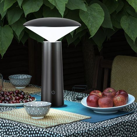 LED Tischleuchte Garten Outdoor Leuchte Batterie Akku Außentischleuchte, dimmbar CCT schwenkbar IP44, 2W 200lm 3000K 4750K 6500K , DxH 14x21 cm