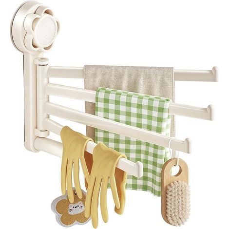 Porte-Serviettes Support de Douche Mural Sans Perçage Barre À Serviettes Pivotante Gain De Place Pour Vêtements Chaussettes Porte-Douche Cuisine Camping-Car Toilettes (1/5)