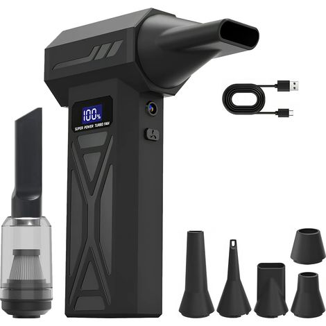 2-in-1 Elektrische Staubgebläse Staubsauger 130000 U/min 4-Gang Einstellbare Electric Air Duster Gebläse Druckluft mit Digital Display für Computer Tastatur Haus Outdoor Auto Reinigungsset