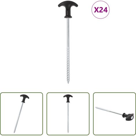 Camping - Zeltheringe 24 Stk. 20 cm Ø7 mm Verzinkter Stahl (1/5)