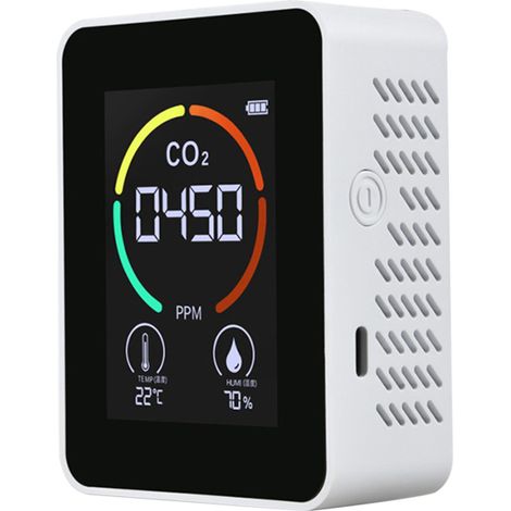 Monitor de calidad del aire – detector de CO₂ – sensor de temperatura y humedad – medición en tiempo real (1/5)